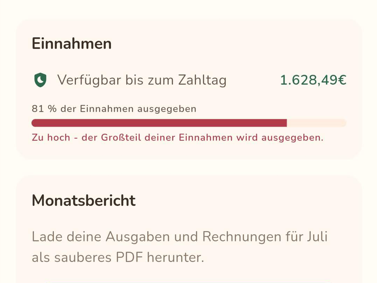 Billsfort Assistent-Bildschirm